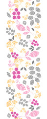 Vector abstract pink, yellow and gray leaves vertical seamless
