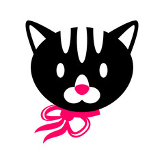 Cute kitty face isolated on white