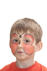 Boy with butterfly on the face. Face painting.