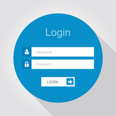 Login interface - username and password, flat design