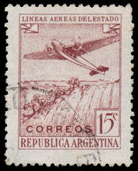 ARGENTINA - CIRCA 1946: a stamp printed in the Argentina shows P