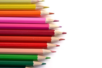 crayons on white background
