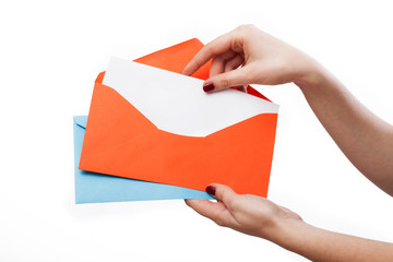 Colourful envelopes and white letter