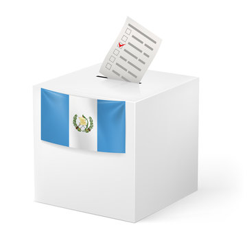 Ballot box with voting paper. Guatemala