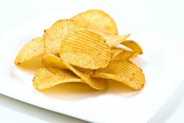 potato chips isolated on white background