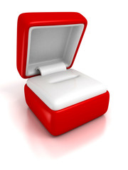 empty gift jewelry box on white background with reflection