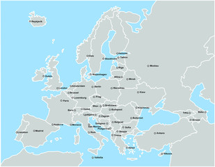 Europakarte mit Hauptstädten