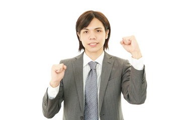ガッツポーズのビジネスマン
