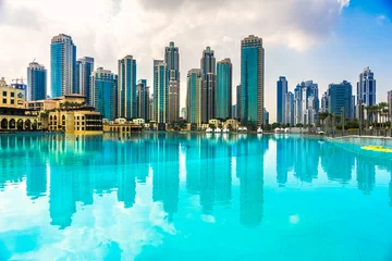 Abwaschbare Fototapete Pool Skyline von Dubai, Vereinigte Arabische Emirate.