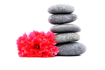 Obraz na płótnie Canvas Zen And Spa Stone With Hibiscus Flower