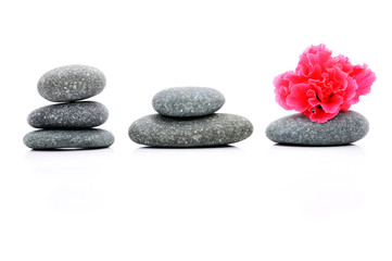 Fototapeta na wymiar Zen And Spa Stone With Hibiscus Flower