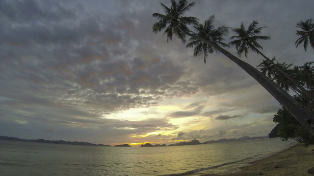 Tropical island sunset Philippines time lapse