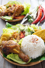 Indonesian food nasi ayam penyet