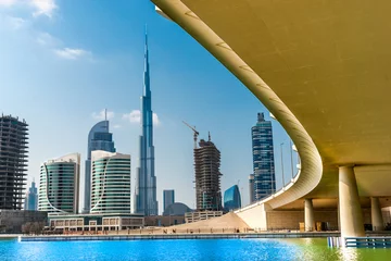 Crédence en verre imprimé Burj Khalifa Horizon de Dubaï avec Burj Khalifa. ÉMIRATS ARABES UNIS.