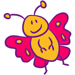 Süßer Niedlicher Comic Cartoon Schmetterling