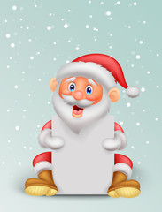 Cute santa holding blank paper