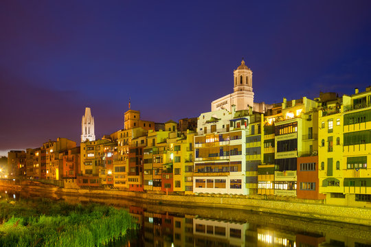 Evening view of of Girona. Catalonia