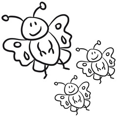 3 Süße Niedliche Comic Cartoon Schmetterlinge