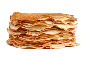 yellow pancakes isolated on a white background