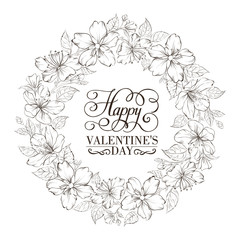 Floral wreath - Valentine design.