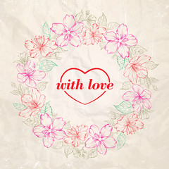 Fototapeta na wymiar Floral wreath - Valentine design.