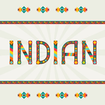 Indian. Design word with ornament.
