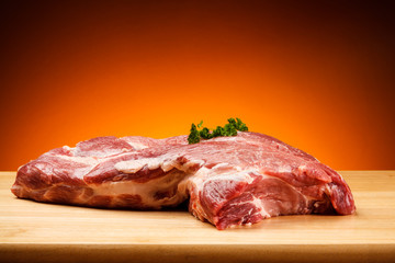 Fresh raw pork on cutting board