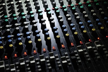 Fototapeta premium Music mixer in concert, filled with lights