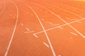 athletics track lanes with white line