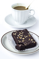 Coffee with brownies cake