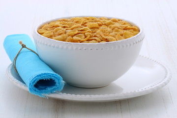 Healthy corn flakes breakfast