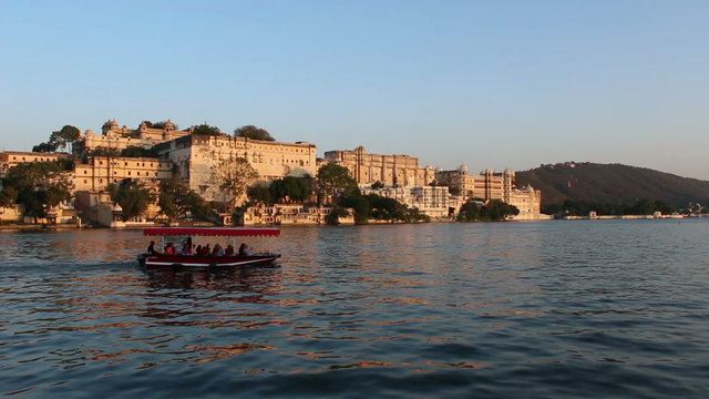 Pichola lake and palaces in Udaipur India