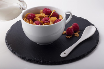 Breakfast cereals with raspberries