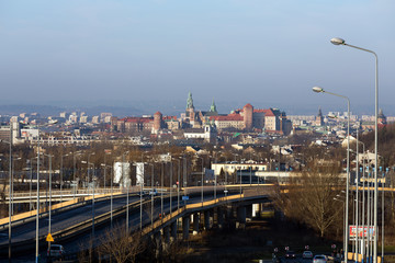 Aerial view of Royal Wawel castle in Krakow, Poland.