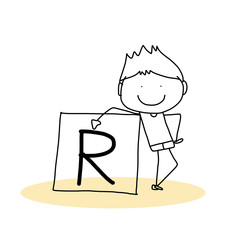 hand drawing cartoon happiness alphabet