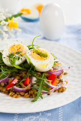 Salad with lentil and eggs