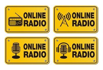 online radio - rectangle yellow signs