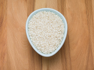 Risotto in a oval bowl