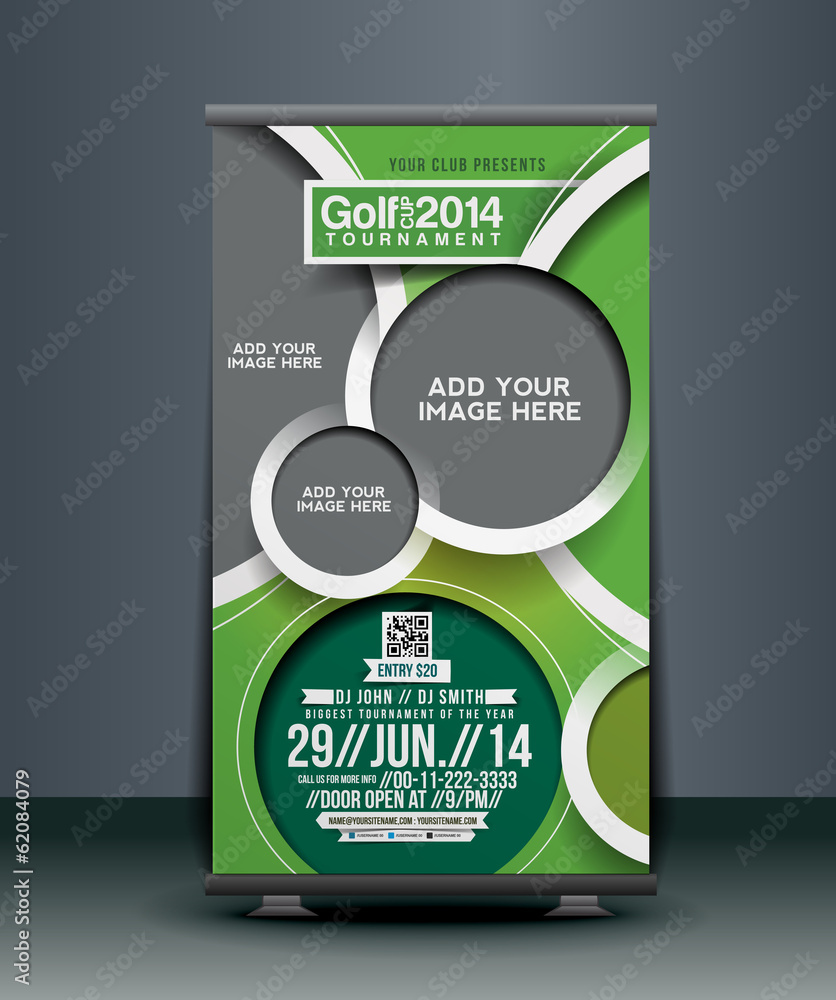 Wall mural golf tournament roll up banner design