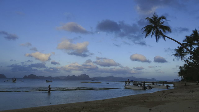 Island boat peer Philippines time lapse