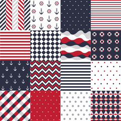 Obraz premium Seamless pattern with nautical elements