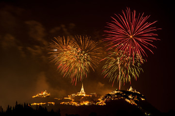Khao Wang Festival with firework.