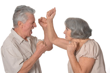Fighting senior couple