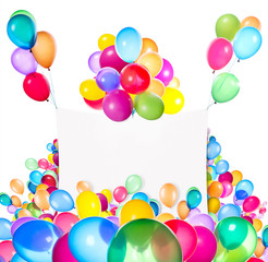 Holiday banners with colorful balloons