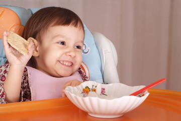 Little baby eats