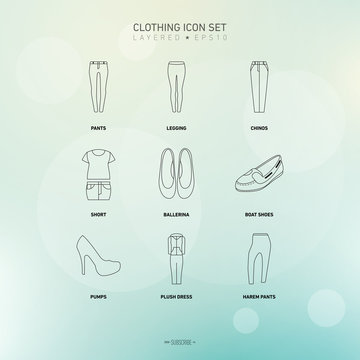 Vector Clothing Icon Set | Named and Layered Separately | EPS10