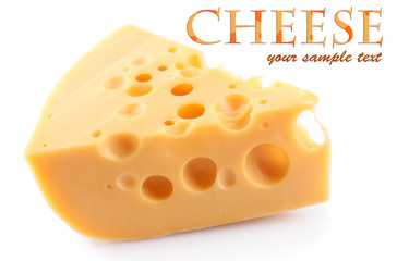 Piece of cheese, isolated on white