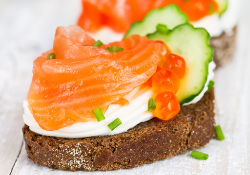 Canapes with salmon