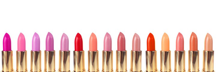 Beautiful lipsticks isolated on white
