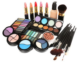 Professional make-up tools isolated on white
